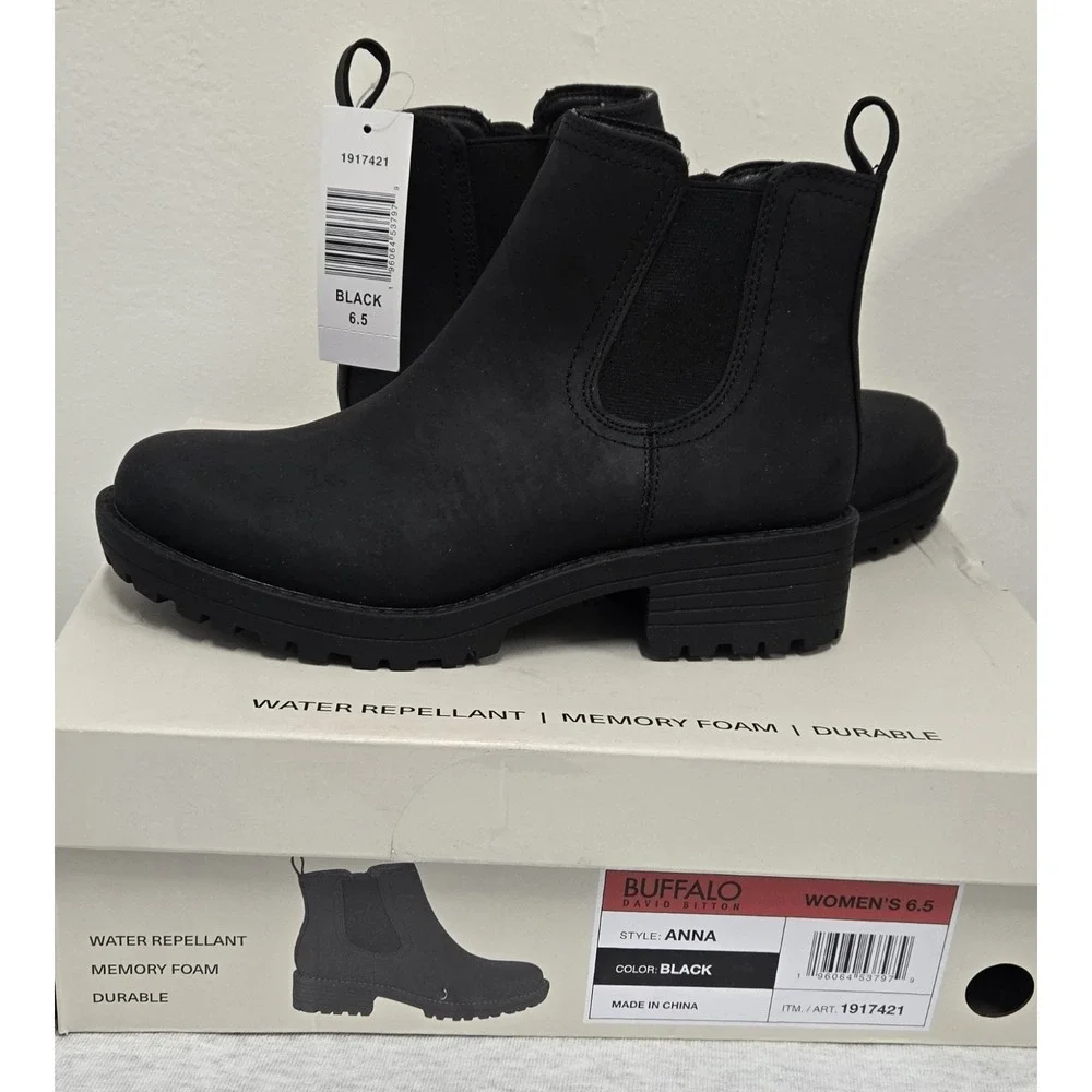 Black Buffalo Bitton water repellant, memory foam boots in US 6.5 #waterrepellan
